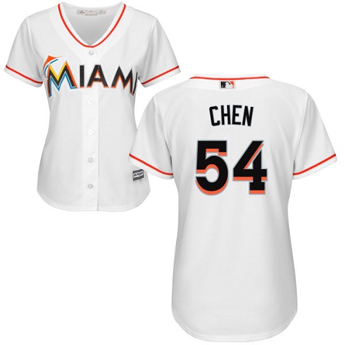 Marlins #54 Wei-Yin Chen White Home Women's Stitched MLB Jersey - Click Image to Close